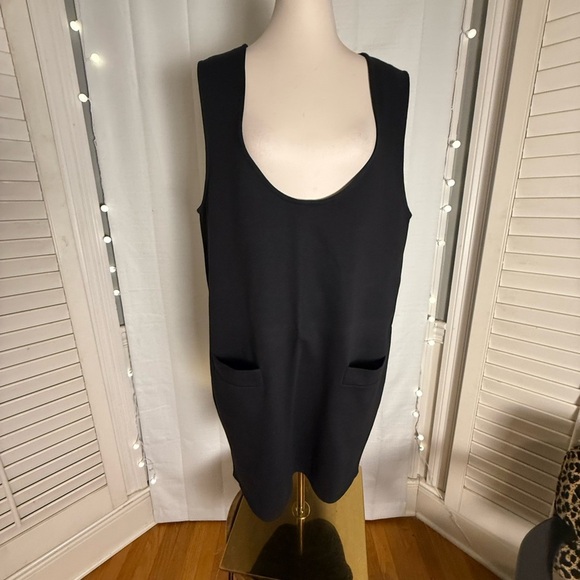 Andrea Jovine Black Sleeveless Shift Dress Tunic with Pockets Large - Picture 1 of 6